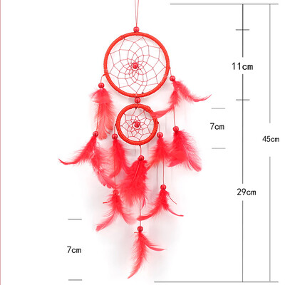 Atrapator de vis cu margele de argint lucrat manual Chimes de vant in stil indian Pandantiv cu pene Captorul de vise Decorare creativa pentru agatat de masina
