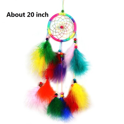 Atrapator de vis cu margele de argint lucrat manual Chimes de vant in stil indian Pandantiv cu pene Captorul de vise Decorare creativa pentru agatat de masina