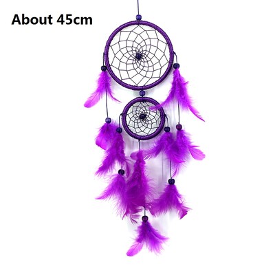 Atrapator de vis cu margele de argint lucrat manual Chimes de vant in stil indian Pandantiv cu pene Captorul de vise Decorare creativa pentru agatat de masina