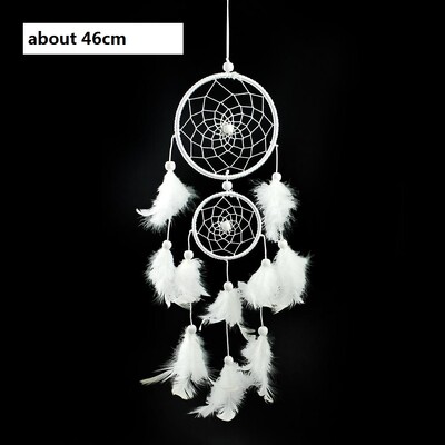 Atrapator de vis cu margele de argint lucrat manual Chimes de vant in stil indian Pandantiv cu pene Captorul de vise Decorare creativa pentru agatat de masina