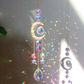 1 bucată Cristal Wind Chime Suncatcher Dormitor Balcon Patio Soare Luna Prismă Pandantiv Decorări bune pentru casă