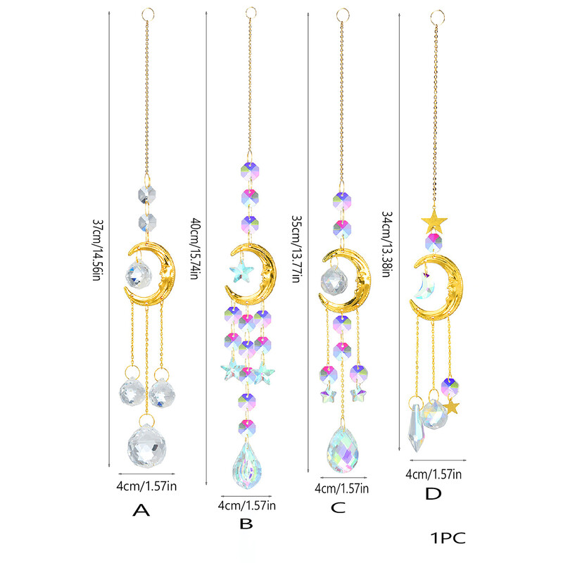 1 bucată Cristal Wind Chime Suncatcher Dormitor Balcon Patio Soare Luna Prismă Pandantiv Decorări bune pentru casă