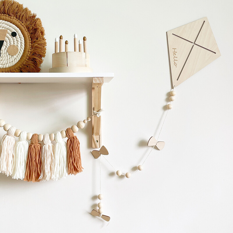 INS Ornamente de perete de zmeu din lemn nordic pentru decorațiuni pentru camerele copiilor pandantiv agățat Artizanat din lemn Cadouri pentru bebeluși decor pepinieră accesorii foto