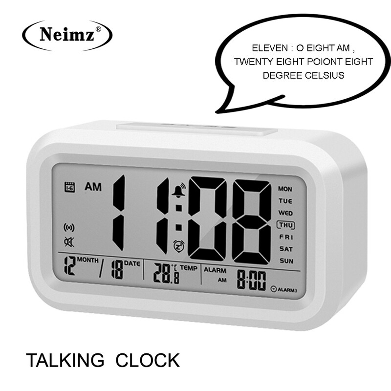 Ceas vorbitor în engleză Timp de vorbire și temperatură Ceas cu alarmă cu amânare pentru dormitor digital cu termometru pentru copii, treziți