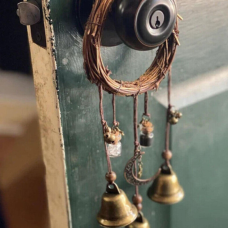 Agățat manual vrăjitoare clopot de protecție umeraș ușă vrăjitoare coroană clopoțel de vânt magic pandantiv decorare artizanală ușă