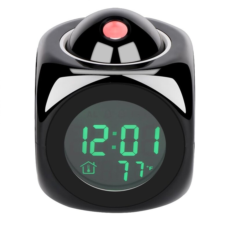 Ceas deșteptător de proiecție Ceas de birou cu baterie AAA LED Drăguț cu ecran mare, timp/temperatură, ceas/afișare somn Ceas deșteptător proiect