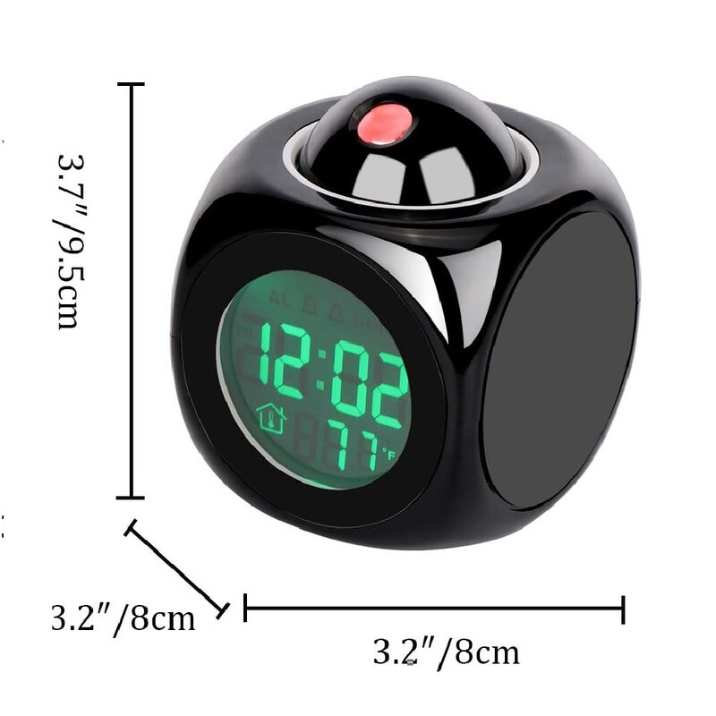 Ceas deșteptător de proiecție Ceas de birou cu baterie AAA LED Drăguț cu ecran mare, timp/temperatură, ceas/afișare somn Ceas deșteptător proiect