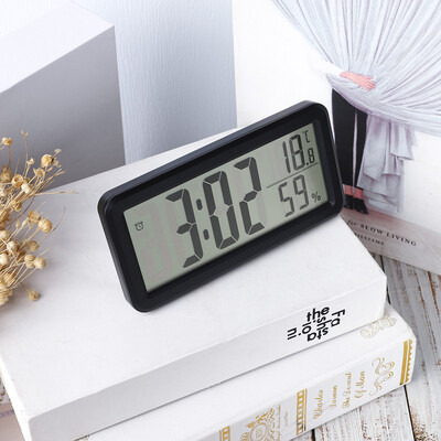 Ceas de birou cu ecran mare, temperatură umiditate, ceas cu alarmă digital simplu, subțire, electronic, pentru decorarea biroului de acasă, alimentat cu baterie