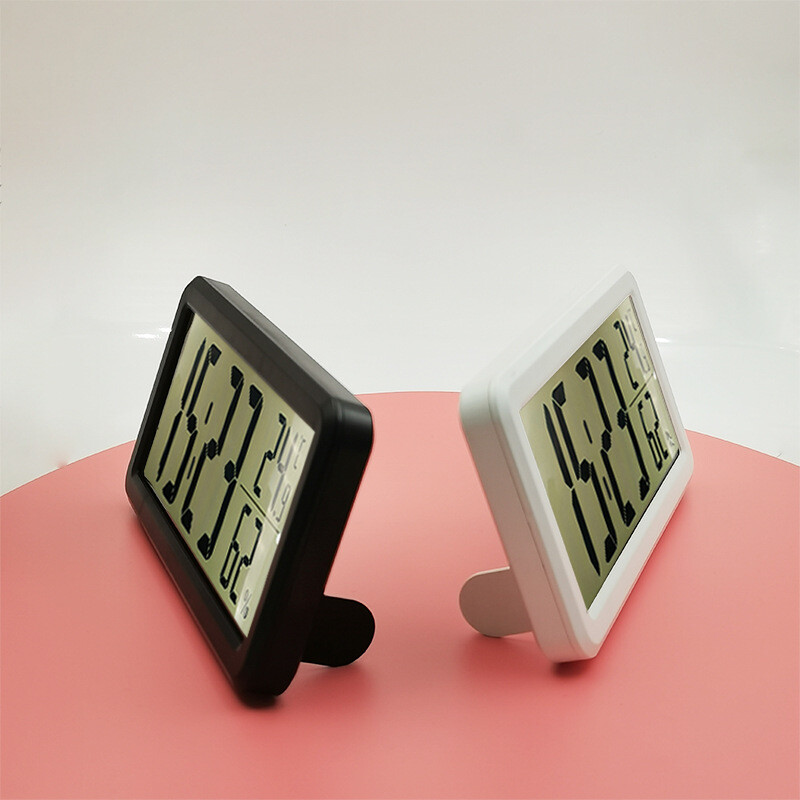 Ceas de birou cu ecran mare, temperatură umiditate, ceas cu alarmă digital simplu, subțire, electronic, pentru decorarea biroului de acasă, alimentat cu baterie