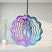Rotor de vânt de culoare degradată Arborele vieții, agățat rotativ, oglindă 3D, clopoței de vânt, prindere atașament, descurajarea păsărilor, decor de grădină