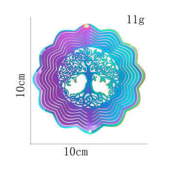 Χρώμα ντεγκραντέ Wind Spinner Tree of Life Περιστρεφόμενος κρεμαστός 3D καθρέφτης Wind Chimes Catcher Attachment Bird Deterrent Διακόσμηση κήπου