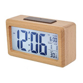 Ceas sensibil la lumină Dormitor din lemn natural din lemn Ceas cu alarmă digital Iluminare din spate reglabilă Design minimalist