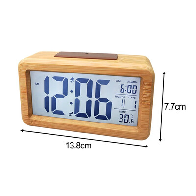 Ceas sensibil la lumină Dormitor din lemn natural din lemn Ceas cu alarmă digital Iluminare din spate reglabilă Design minimalist