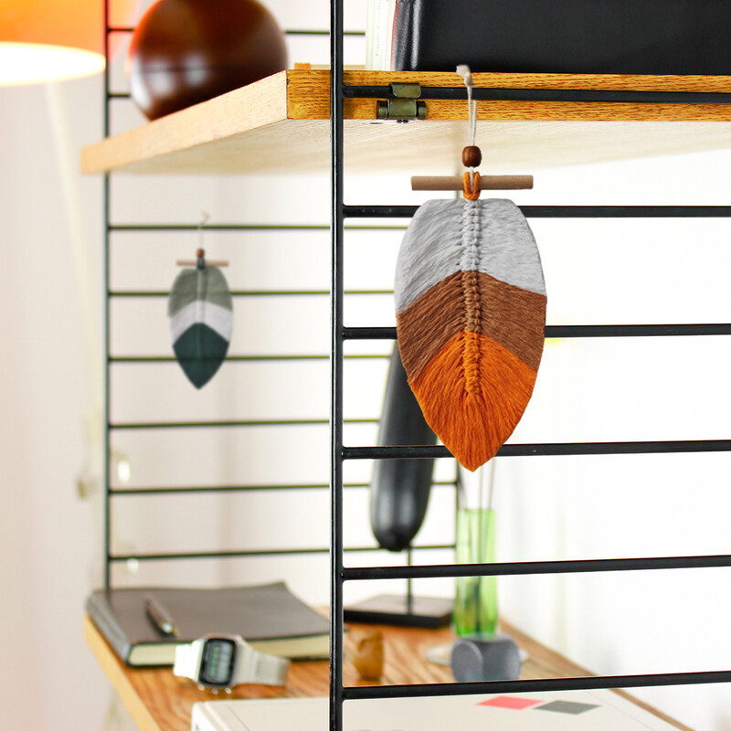 Tapiserie agățată cu frunze țesute în stil boem, set de 2, pentru decorarea casei, fir de bumbac, agățături decorative.