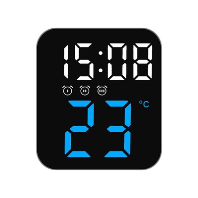 Ceas cu alarmă digitală cu LED Ceas cu alarmă digitală electronică cu ecran Ceas de birou pentru biroul de acasă cu iluminare din spate, afișare a temperaturii