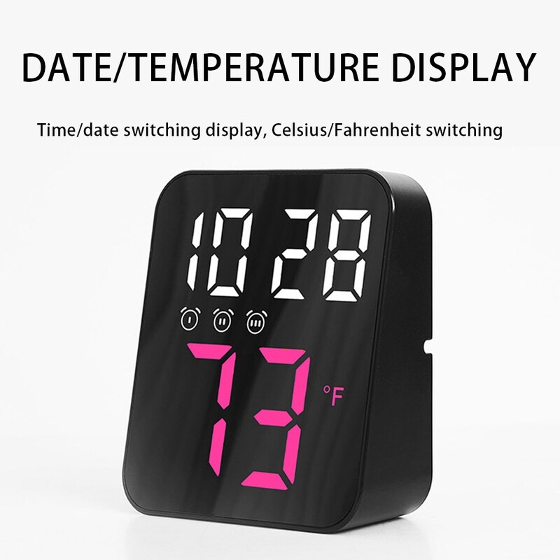 Ceas cu alarmă digitală cu LED Ceas cu alarmă digitală electronică cu ecran Ceas de birou pentru biroul de acasă cu iluminare din spate, afișare a temperaturii