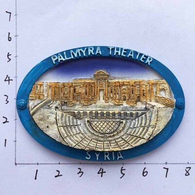 Global Focus Siria Turist Magnet de frigider Suvenir Situl istoric Damasc Magneți din rășină 3d pentru Colecția de frigidere