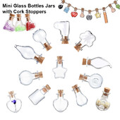 5-10 buc. Mini sticle de dorințe de sticlă Sticle de plută Borcane de probă goale Decorarea casei Bijuterii DIY Pandantive dopul de plută Fiolă de depozitare