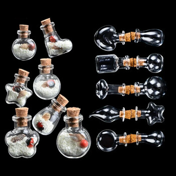 5-10 τμχ Glass Mini Wishing Bottle Μπουκάλια από φελλό Άδεια βάζα δείγματος Διακόσμηση σπιτιού DIY Κοσμήματα Μενταγιόν Φελλό Πώμα αποθήκευσης