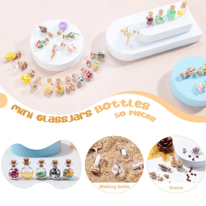 5-10 buc. Mini sticle de dorințe de sticlă Sticle de plută Borcane de probă goale Decorarea casei Bijuterii DIY Pandantive dopul de plută Fiolă de depozitare