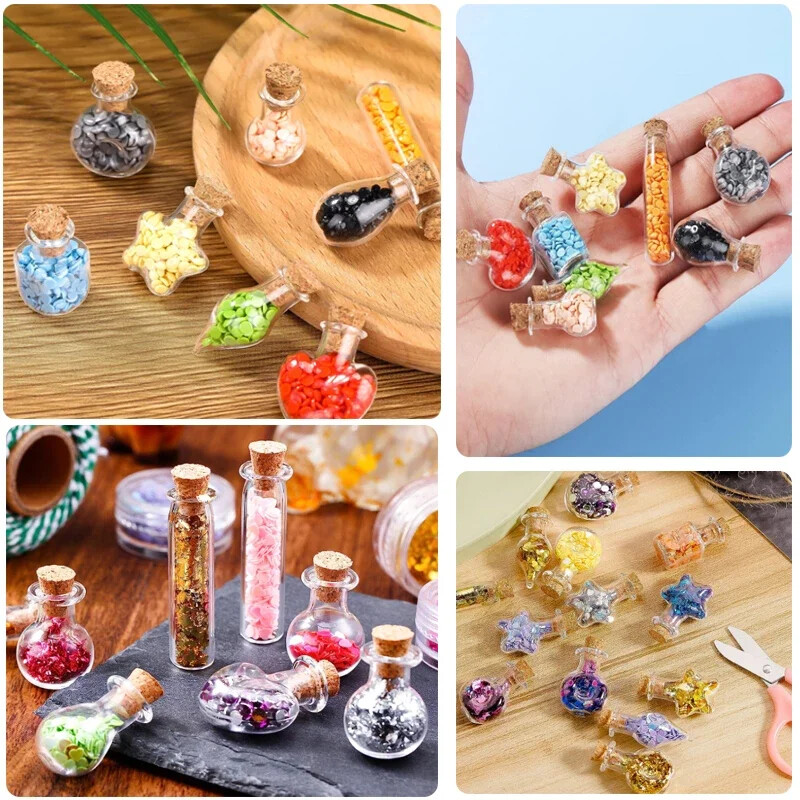 5-10 buc. Mini sticle de dorințe de sticlă Sticle de plută Borcane de probă goale Decorarea casei Bijuterii DIY Pandantive dopul de plută Fiolă de depozitare