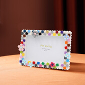 1 vnt „Pasidaryk pats“ vaikų nuotraukų rėmelis, mozaikinis paveikslų rėmelis iš dervos gėlių scenos nustatymo lentelė