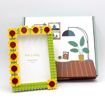 Pinliving DIY Sunflower Colouful Building Blocks Κορνίζα φωτογραφιών, κορνίζα για διακόσμηση σπιτιού, οικογενειακή δραστηριότητα Δώρα γενεθλίων