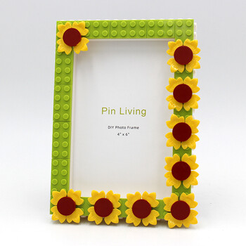 Pinliving DIY Sunflower Colouful Building Blocks Κορνίζα φωτογραφιών, κορνίζα για διακόσμηση σπιτιού, οικογενειακή δραστηριότητα Δώρα γενεθλίων