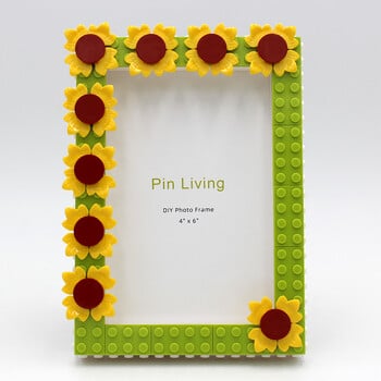 Pinliving DIY Sunflower Colouful Building Blocks Κορνίζα φωτογραφιών, κορνίζα για διακόσμηση σπιτιού, οικογενειακή δραστηριότητα Δώρα γενεθλίων