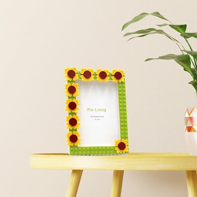 Pinliving DIY Sunflower Colouful Building Blocks Κορνίζα φωτογραφιών, κορνίζα για διακόσμηση σπιτιού, οικογενειακή δραστηριότητα Δώρα γενεθλίων