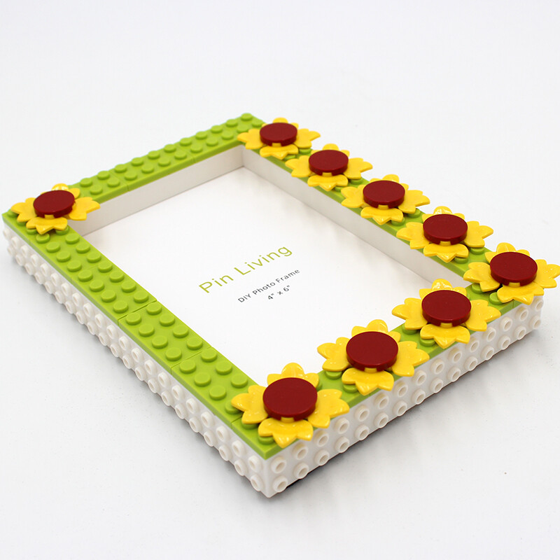 Pinliving isetegemise päevalill värvilised ehitusklotsid pildiraam, pildiraam kodu kaunistamiseks, pereüritused sünnipäevakingitused