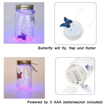 1 PC LED Animated Butterfly In A Jar Fluttering Amazing Collection Λειτουργεί με μπαταρία