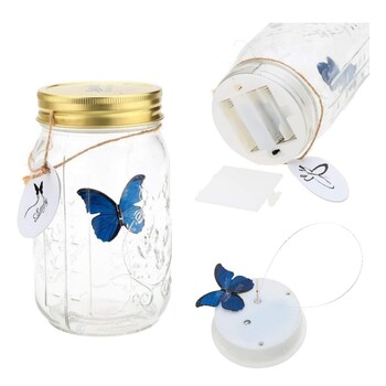 1 PC LED Animated Butterfly In A Jar Fluttering Amazing Collection Λειτουργεί με μπαταρία