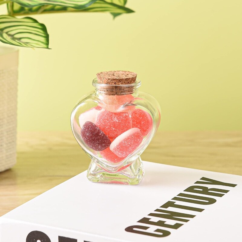 Mini sticle goale în formă de inimă de sticlă cu dopuri din plută Sticle mici de sticlă Borcane pentru artizanat de artă decor Articole pentru petreceri