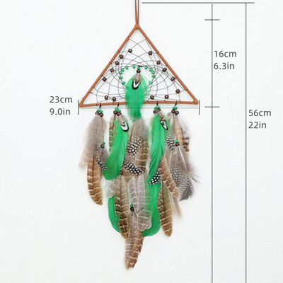 Vintage Indian Dreamcatcher Ornamente agățate pentru cameră, ochi, lună, stea, verzi, apărătoare de vise, decorare cu pene, cadouri pentru dormitor