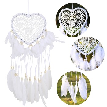 White Dream Catcher Heart Χειροποίητο Πλεκτό Dream Catcher Κρεμαστό Διακόσμηση Σπιτιού Φεστιβάλ γενεθλίων Δώρο Διακόσμηση σπιτιού