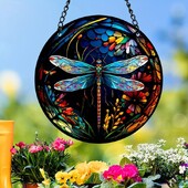 Витражи Dragonfly Suncatcher Красиви висящи прозорци за домашна градина и декор на открито Дизайн, вдъхновен от природата