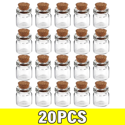 Mini sticle transparente de sticlă Artizanat cu mesaje goale Sticla de dorințe cu plută pentru ziua de naștere Decor pentru petrecerea de nuntă Cadou cu ridicata