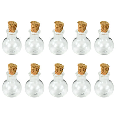 10 buc. Mini sticla de sticla transparenta, nunta, petrecere de aniversare, dop mic de pluta, sticla de dorinte, pentru decorarea casei, mini container