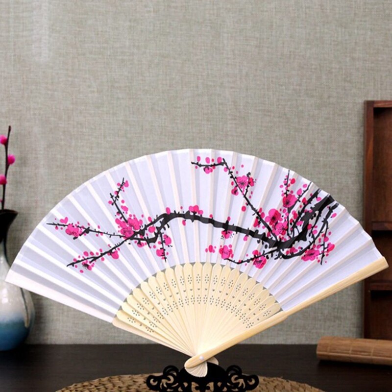 1buc - Ventilator pliabil de mână de cireș evantai de flori de nuntă asiatică, portabil, cadou de favoare, recepție de petrecere, evantai de mână pliabil delicat, cadou de decor