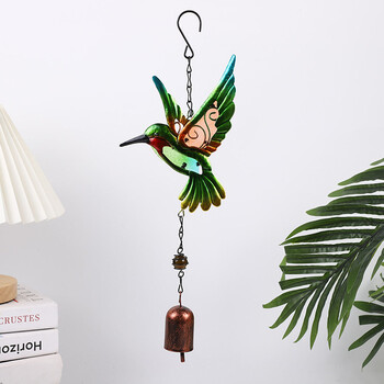 Wind Chime Hummingbirds Dragonflies Μεταλλικό Γυαλί ζωγραφισμένο Χειροτεχνία Κρεμαστά μενταγιόν Κουδούνι σωλήνας αλουμινίου Σπίτι Αυλή Κρεμαστά διακοσμητικά