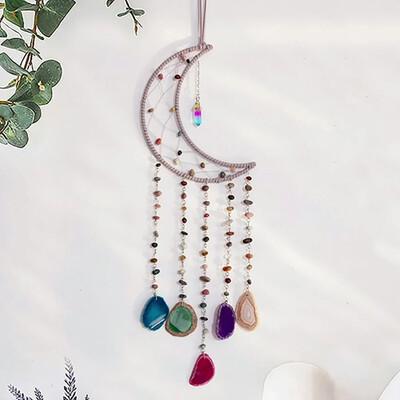 Agat colorat natural Arborele vieții Captatoare de vise 7 Chakre Pietre prețioase Grădină Captatoare de vise din cristale Agățate pe perete Decorații pentru casă