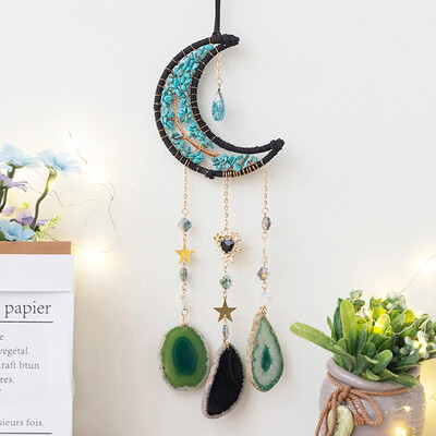 Agat colorat natural Arborele vieții Captatoare de vise 7 Chakre Pietre prețioase Grădină Captatoare de vise din cristale Agățate pe perete Decorații pentru casă