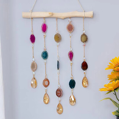 Agat colorat natural Arborele vieții Captatoare de vise 7 Chakre Pietre prețioase Grădină Captatoare de vise din cristale Agățate pe perete Decorații pentru casă