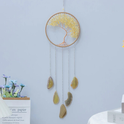 Agat colorat natural Arborele vieții Captatoare de vise 7 Chakre Pietre prețioase Grădină Captatoare de vise din cristale Agățate pe perete Decorații pentru casă