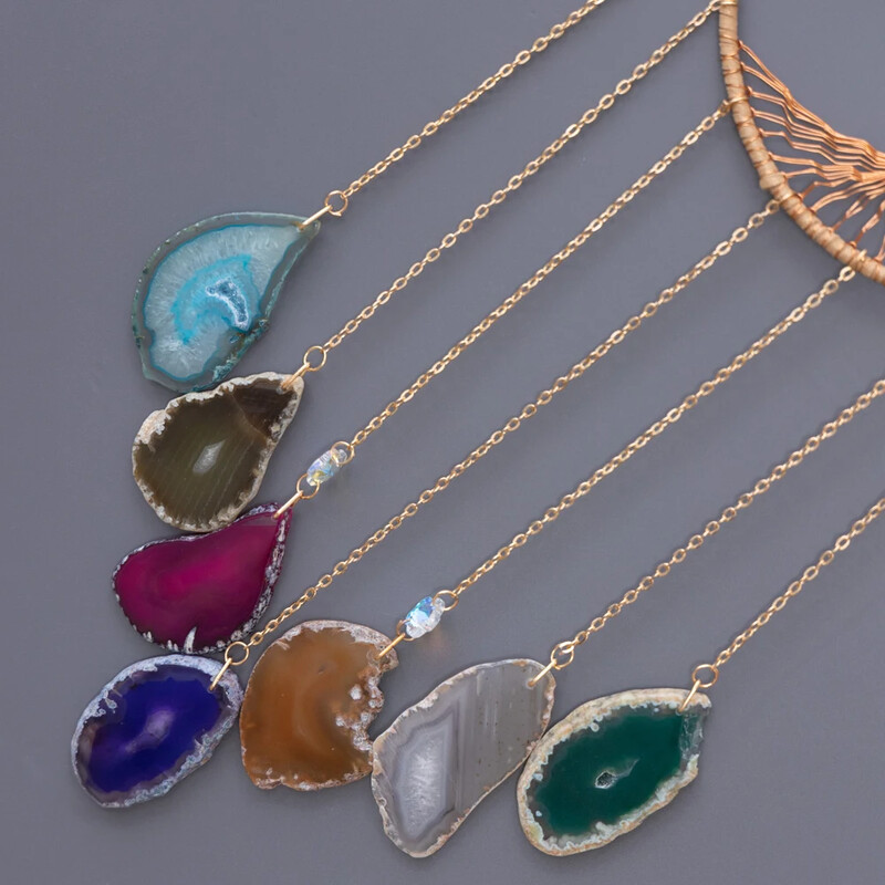 Agat colorat natural Arborele vieții Captatoare de vise 7 Chakre Pietre prețioase Grădină Captatoare de vise din cristale Agățate pe perete Decorații pentru casă