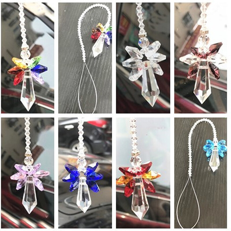Curcubeu Cristal Înger Suncatcher Chakra Pandantiv Fermec pentru mașină Ușă Perete Fereastră Clopoței de vânt Ornamente agățate Decor pentru cameră