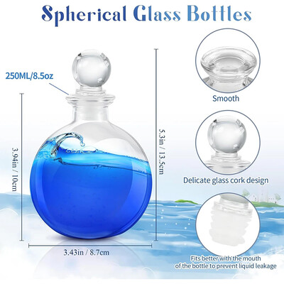 Sferiniai gėrimo buteliai Apvalūs stikliniai buteliai Skaidrūs gėrimo stiklainiai Dideli dekoratyviniai buteliai Vazos Helovino kalėdiniam kostiumui