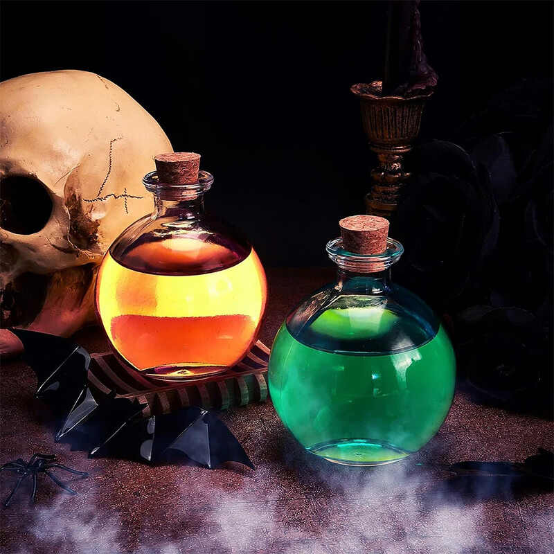 Sferiniai gėrimo buteliai Apvalūs stikliniai buteliai Skaidrūs gėrimo stiklainiai Dideli dekoratyviniai buteliai Vazos Helovino kalėdiniam kostiumui