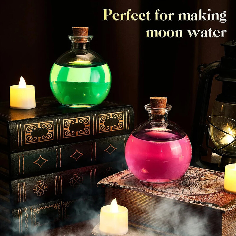 Sferiniai gėrimo buteliai Apvalūs stikliniai buteliai Skaidrūs gėrimo stiklainiai Dideli dekoratyviniai buteliai Vazos Helovino kalėdiniam kostiumui